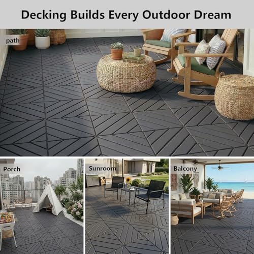 44 Pack Interlocking Deck Tiles, Easy Snap All-Weather Outdoor Deck Tiles - Image 3