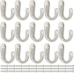 IBosins 15PCS Coat Hooks Wall Mounted Silvery Single Prong Robe Hook - Image 2