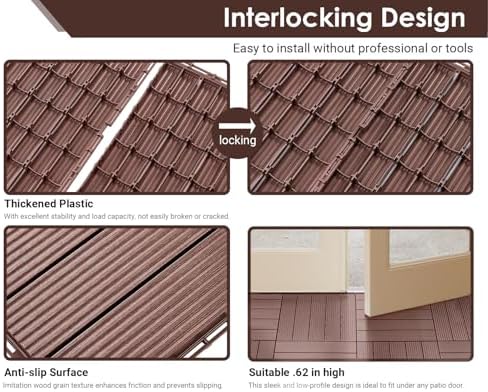 PrimeZone 36 PCS Plastic Interlocking Patio Deck Tiles Outdoor All Weather - Image 3