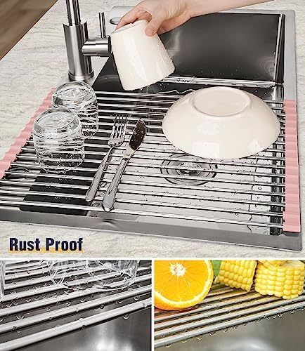 Tomorotec Roll Up Dish Drying Rack Over Sink, 304 Steel - Image 2