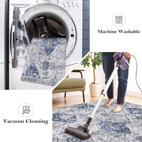 Lahome Moroccan Washable Runner Rug, 2x6 Blue Kitchen Runners - Image 4