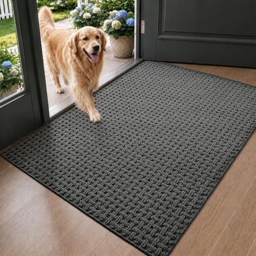 LUMI Washable Indoor Door Mat for Entryway 36x60, Entrance Mat, Deep Gray by LUMI