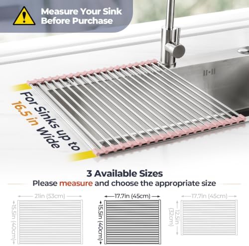 Tomorotec Roll Up Dish Drying Rack Over Sink, 304 Steel - Image 4