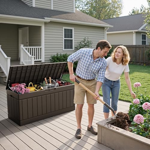 Flamaker Outdoor Storage Box 80 Gallon Resin Waterproof Deck Box - Image 2