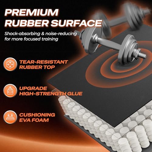 SUPERJARE 0.56'' Thick 144 Sq Ft Rubber Top Gym Flooring - Image 5