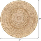 Hausattire Jute Braided Woven Area Rug 6 Feet Round - Image 2