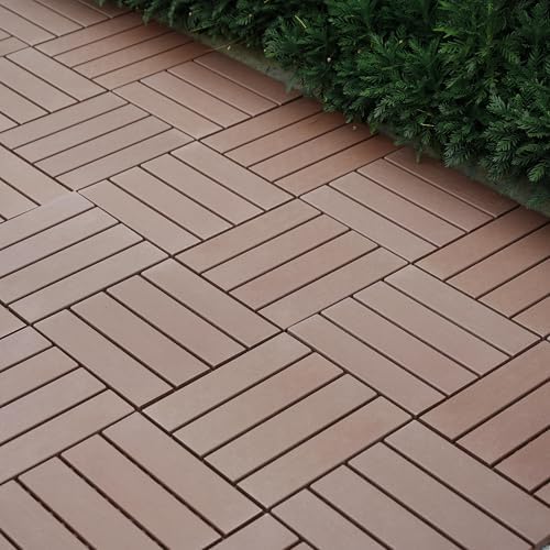 Plastic Interlocking Deck Tiles 12"x12" Waterproof Outdoor Patio Flooring PP by WONSHREE