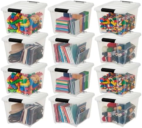 IRIS USA 19 Qt Storage Bins w/Lids, 12 Pack by IRISUSA