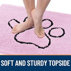OLANLY Dog Door Mat for Muddy Paws 36x24, Paw Print Design Chenille Mud Mat - Image 4
