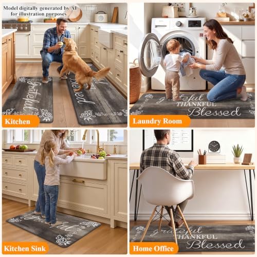 HEBE Anti Fatigue Kitchen Mat Set of 2, Cushioned Kitchen Mats - Image 7