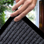 LuxUrux 2-Pack Heavy-Duty Striped Gray Rubber Door Mats - Image 6