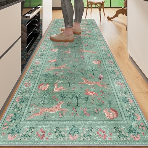 DUKINO 2x6 Runner Rug, Washable Animal Kitchen Rugs Non Slip by DUKINO