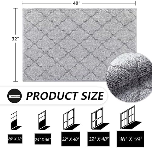 Timo Indoor Door Mat 32" x 40", Dirt Trapper Door Mats, Light Grey - Image 2