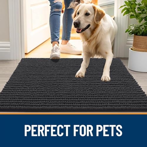 OLANLY Dog Door Mat for Muddy Paws 36x24, Extra Absorbent Chenille Mud Mat - Image 6