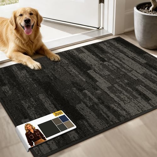 JSEI Dirt Trapper Door Mat 24"x36", Non-Slip Doormat, Dark Gray by JSEI