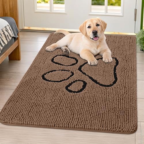 Smiry Dog Door Mat for Muddy Paws, Absorbent Non Slip Dirt Trapper by Smiry