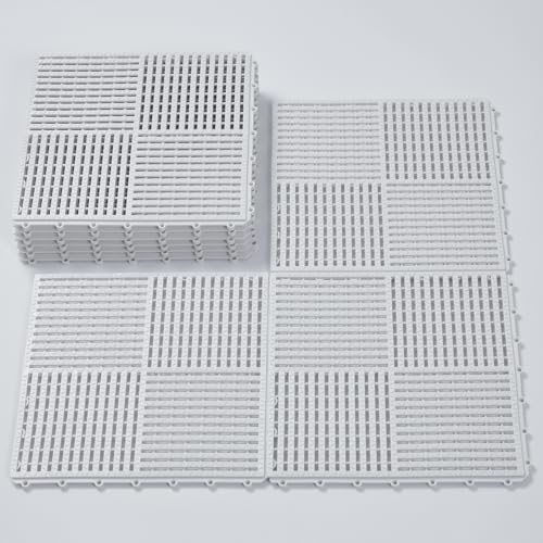 9 Pack Modular Interlocking Tiles Double Non-Slip 12"x12" White by wiiiw