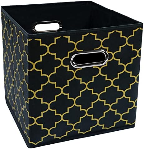 Black Foldable Storage Cubes Bins, Fabric Storage Box Cubes Organizer Baskets by HEAYEEG