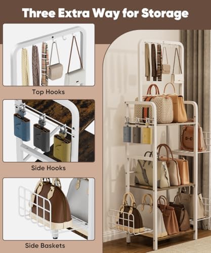 3-Tier Tall Purse Organizer Rack Stand, Bag Storage Holder - Image 3