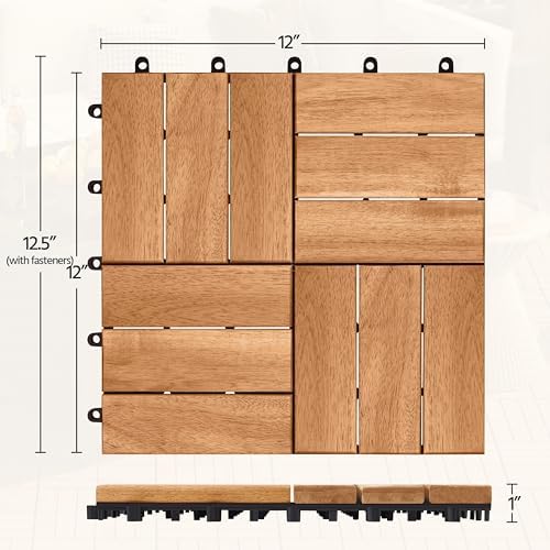 Yaheetech 10pcs Acacia Hardwood Interlocking Deck Tiles - Image 3