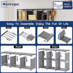 Mavivegue Bookshelf, 18 Cube Storage Organizer, DIY Book Shelf Grey - Image 7