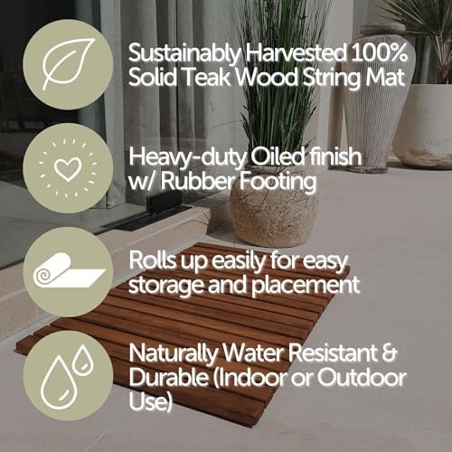 Nordic Teak 100% Solid Teak Wood String Mat - Image 6