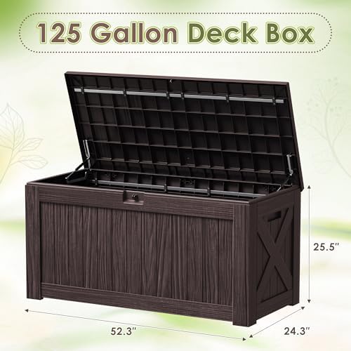 Devoko 125 Gallon Outdoor Storage Box, Waterproof Resin Deck Box - Image 7