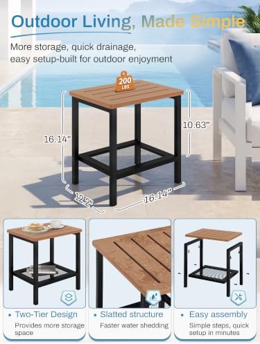 2-Tier Outdoor Side Table, HDPE Outdoor Table - Image 3