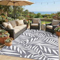 Smiry Outdoor Rug 9x12 ft Waterproof Reversible Leaf Mat by Smiry