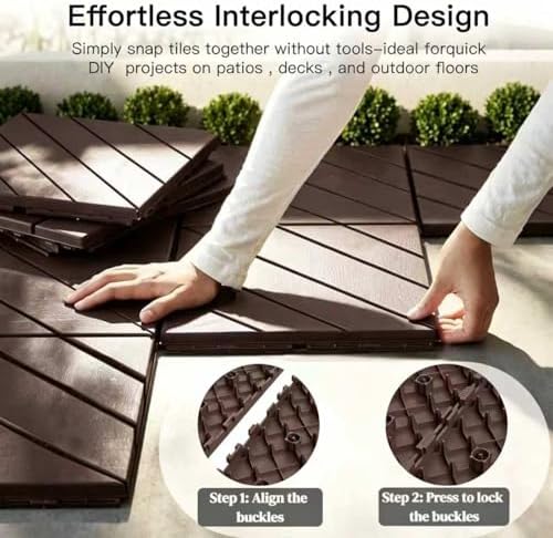 Interlocking Deck Tiles Outdoor Waterproof 44 Pack, Plastic Snap Together Patio - Image 3
