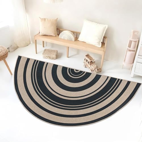 Easy Jute Rug 3x6Ft Half Circle Rainbow Carpet - Image 3