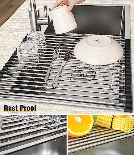 Tomorotec Roll Up Dish Drying Rack Over Sink, 304 Steel - Image 2