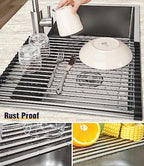Tomorotec Roll Up Dish Drying Rack Over Sink, 304 Steel - Image 2