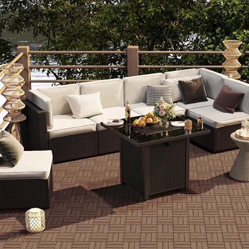 Yaheetech 27PCS Acacia Wood Deck Tiles Interlocking Patio Flooring - Image 6