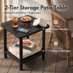 PASAMIC Outdoor Side Table, 2-Tier Square Patio Table - Image 3