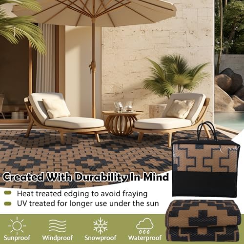 SAND MINE Waterproof Outdoor Rug 5x8 ft, Reversible Plastic Straw Area Rug - Image 4