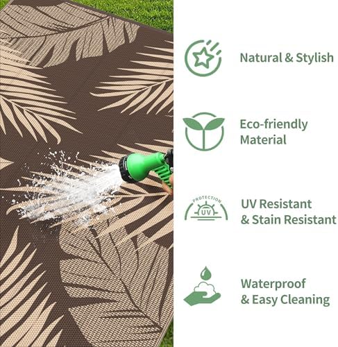 GENIMO Outdoor Rug, Waterproof Plastic Runner Rugs, 2.5'x8' Coffee Beige - Image 5