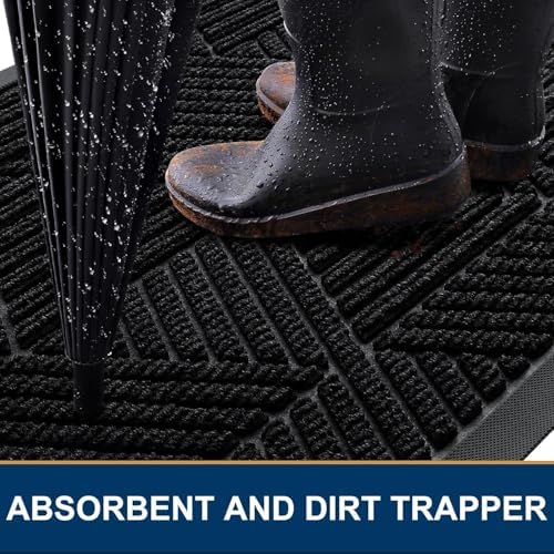 Smiry Front Door Mat Outside Entrance, Low Profile Rubber Doormat - Image 3
