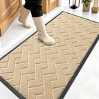 OLANLY Front Door Mat Outside 47x23, All-Season Absorbent Rubber Doormat by OLANLY