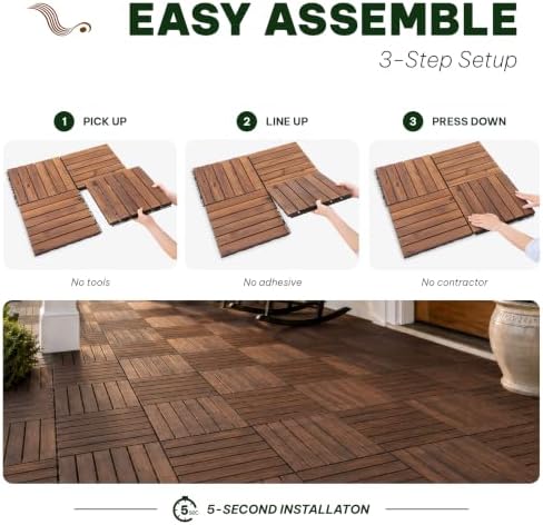 Acacia Interlocking Deck Tiles, 6 Slats - Image 3