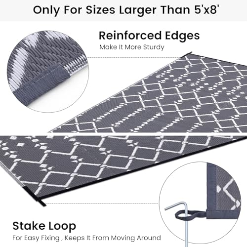 Smiry Outdoor Rug 6x9 ft Waterproof Reversible Boho Mat - Image 4
