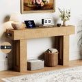 63 Inch Long Console Table w/Outlets & USB Ports, Narrow Rectangular Sofa Table by TEROL