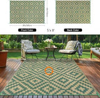 Kalafun Outdoor Patio Plastic Straw Rug, 5x8 ft - Image 3