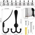 Kuhome 32.2'' Large Coat Rack Wall Mount Coat Hooks - Image 2