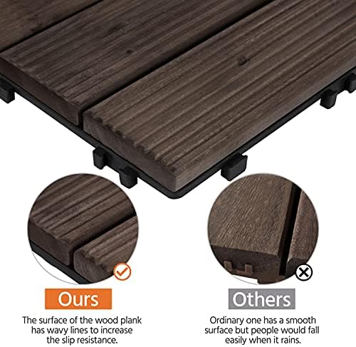 Topeakmart 12x12in Interlocking Wood Deck Tiles 11PCS Flooring - Image 4