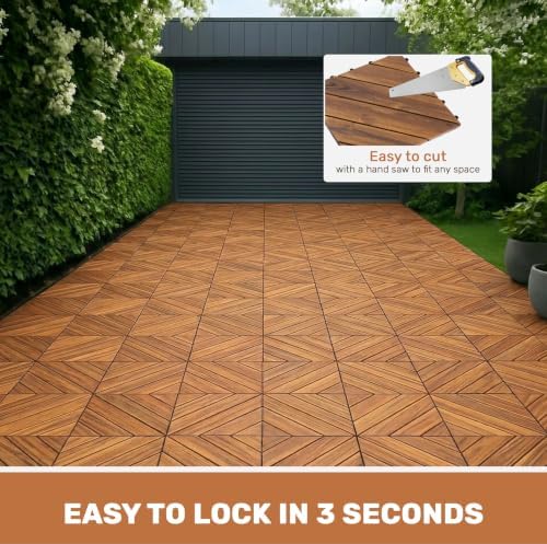 Acacia Wood Interlocking Deck Tiles - Image 4