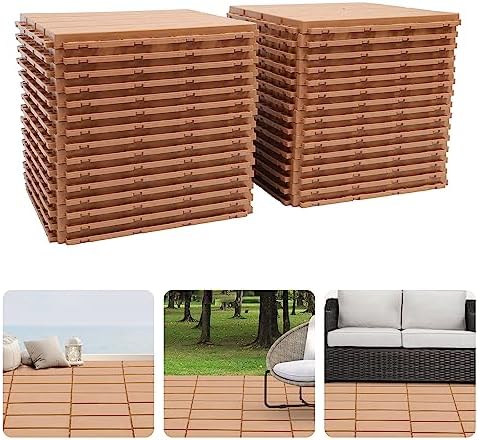 12"x12" Interlocking Deck Tiles, Modern Plastic Wood Outdoor Flooring Tiles - Image 4