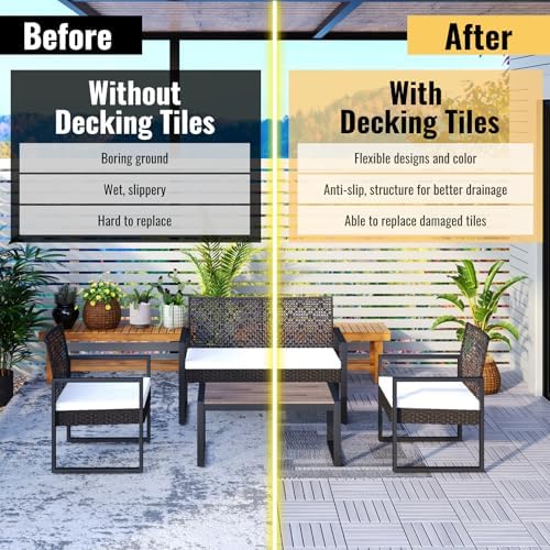 30 PCS Light Gray Acacia Wood Interlocking Deck Tiles - Image 2