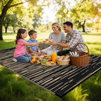 HEBE Outdoor Rug Waterproof 6'x9', Striped Reversible Plastic Patio Rug - Image 3