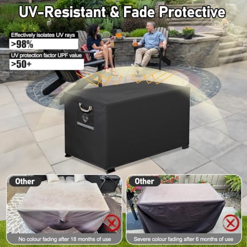 QH.HOME Fire Pit Cover Rectangular 42", 600D Heavy Duty 100% Waterproof - Image 6